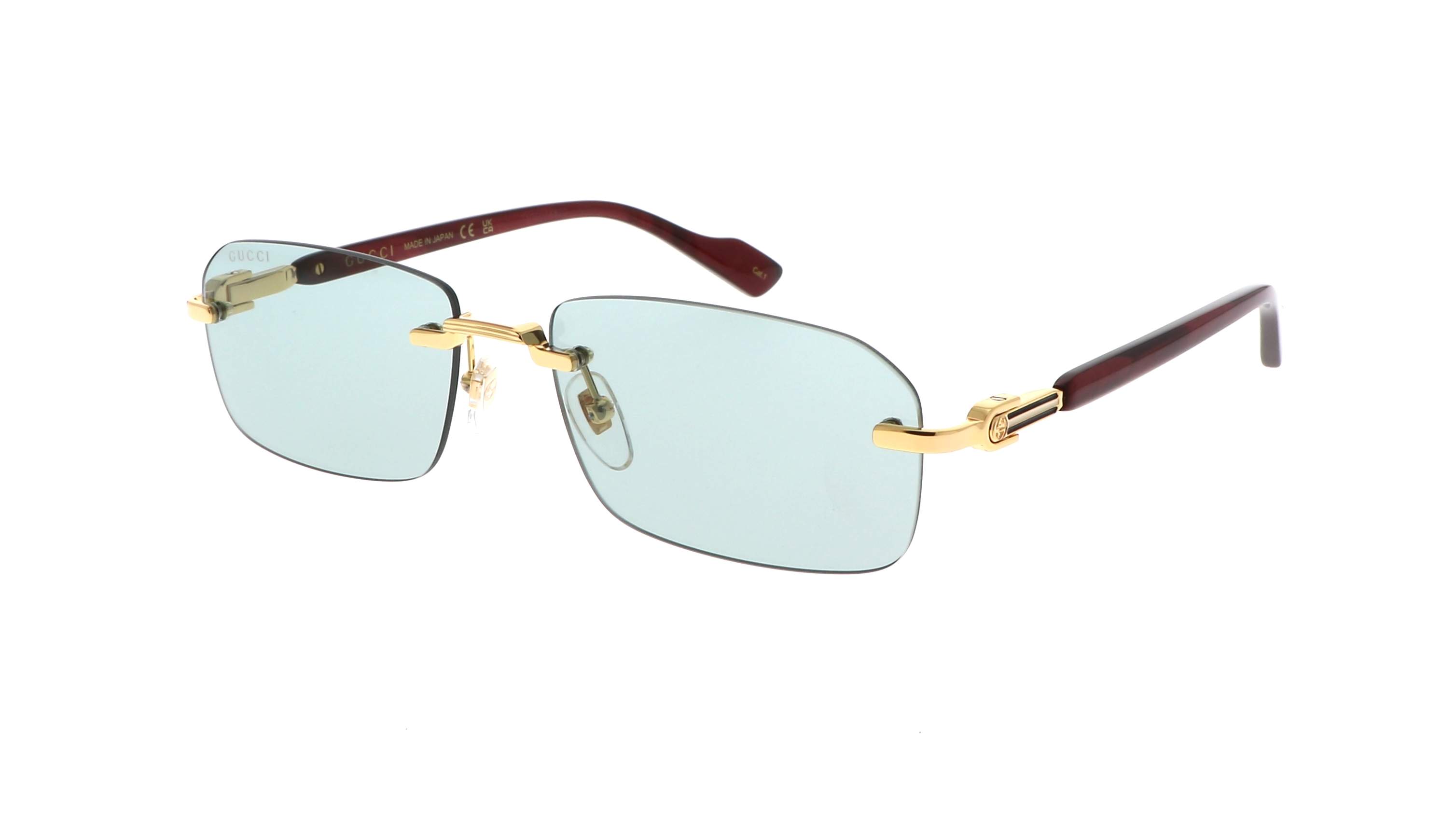 Gucci GG1221S 003 mit hellblauen Gläsern, minimalistischer Chic