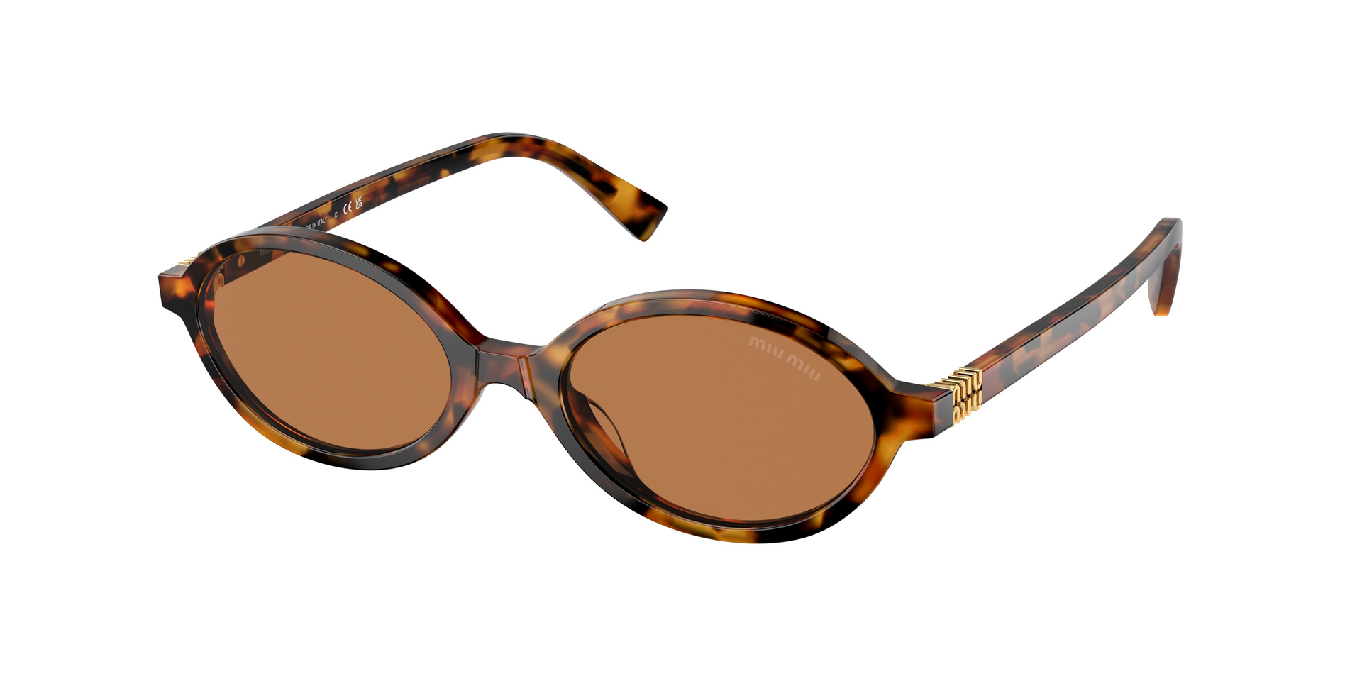 Miu Miu MU 04ZS runde Sonnenbrille in hellbraunem Havanna
