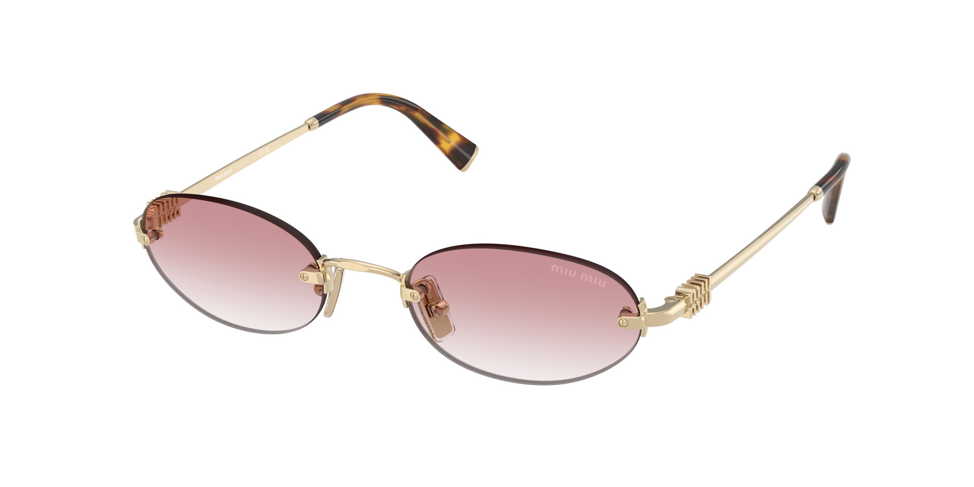 Miu Miu MU A54S ZVN70O 51-20 randlose Sonnenbrille in Hellgold