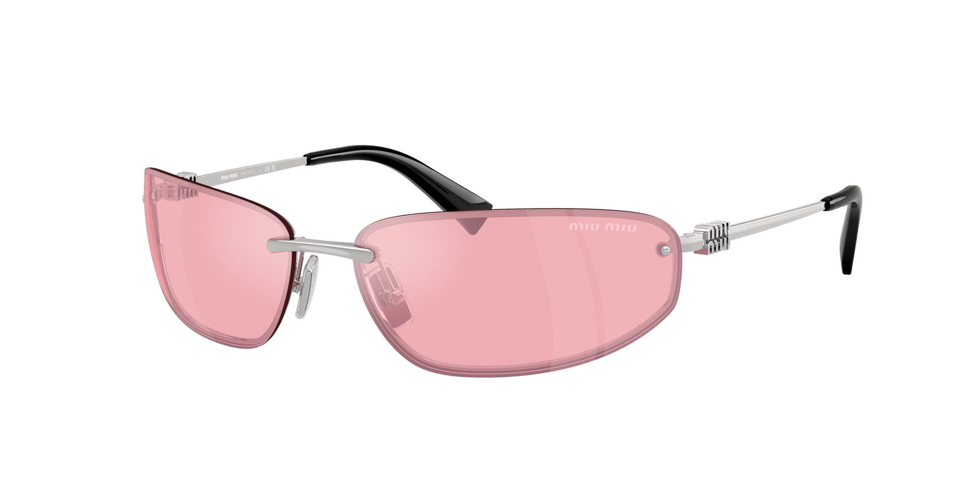 Miu Miu Runway in Silber mit rosa Gläsern, Retro-Couture