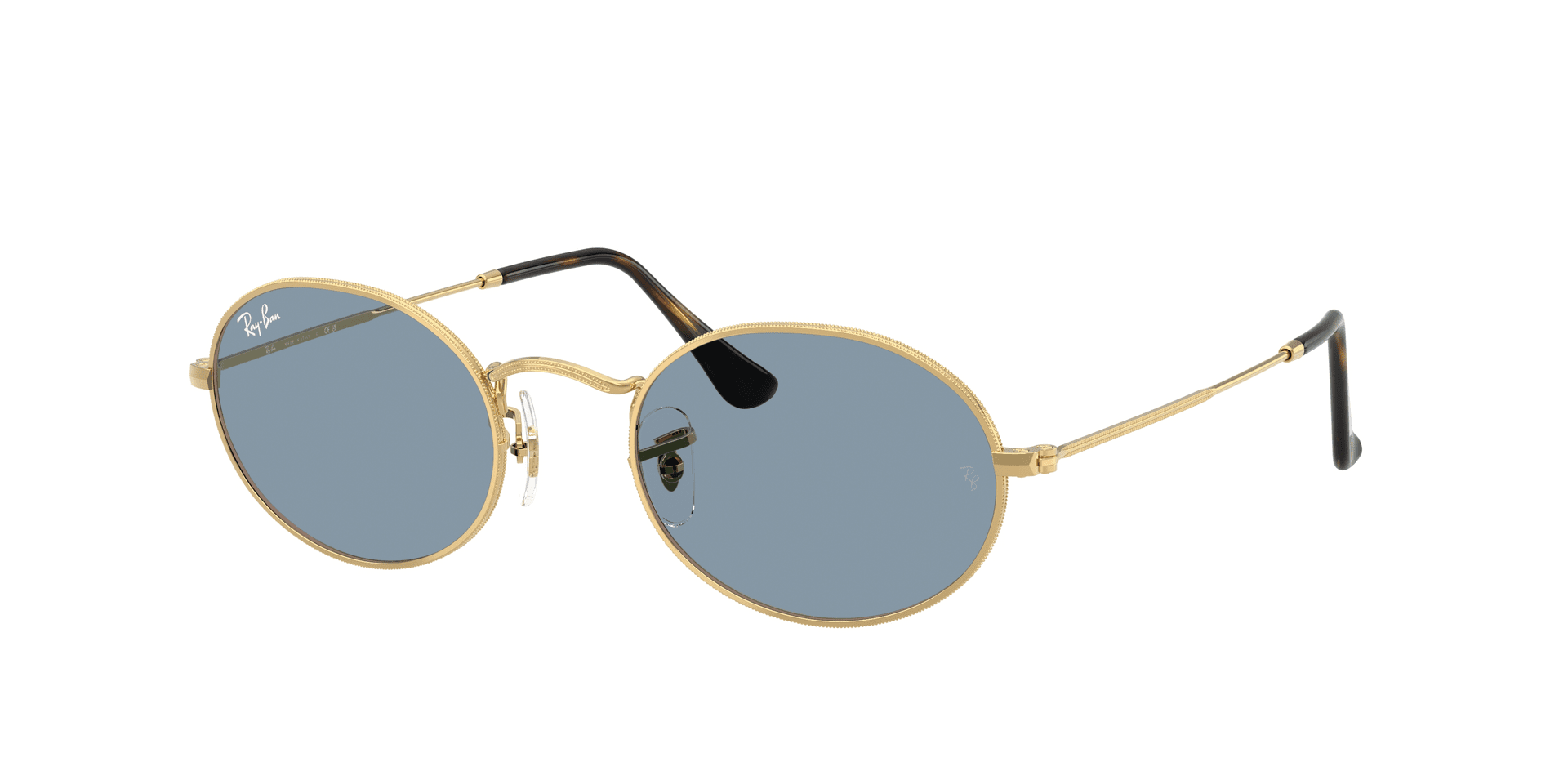 Ray-Ban Oval RB3547 Arista mit graublauen Gläsern
