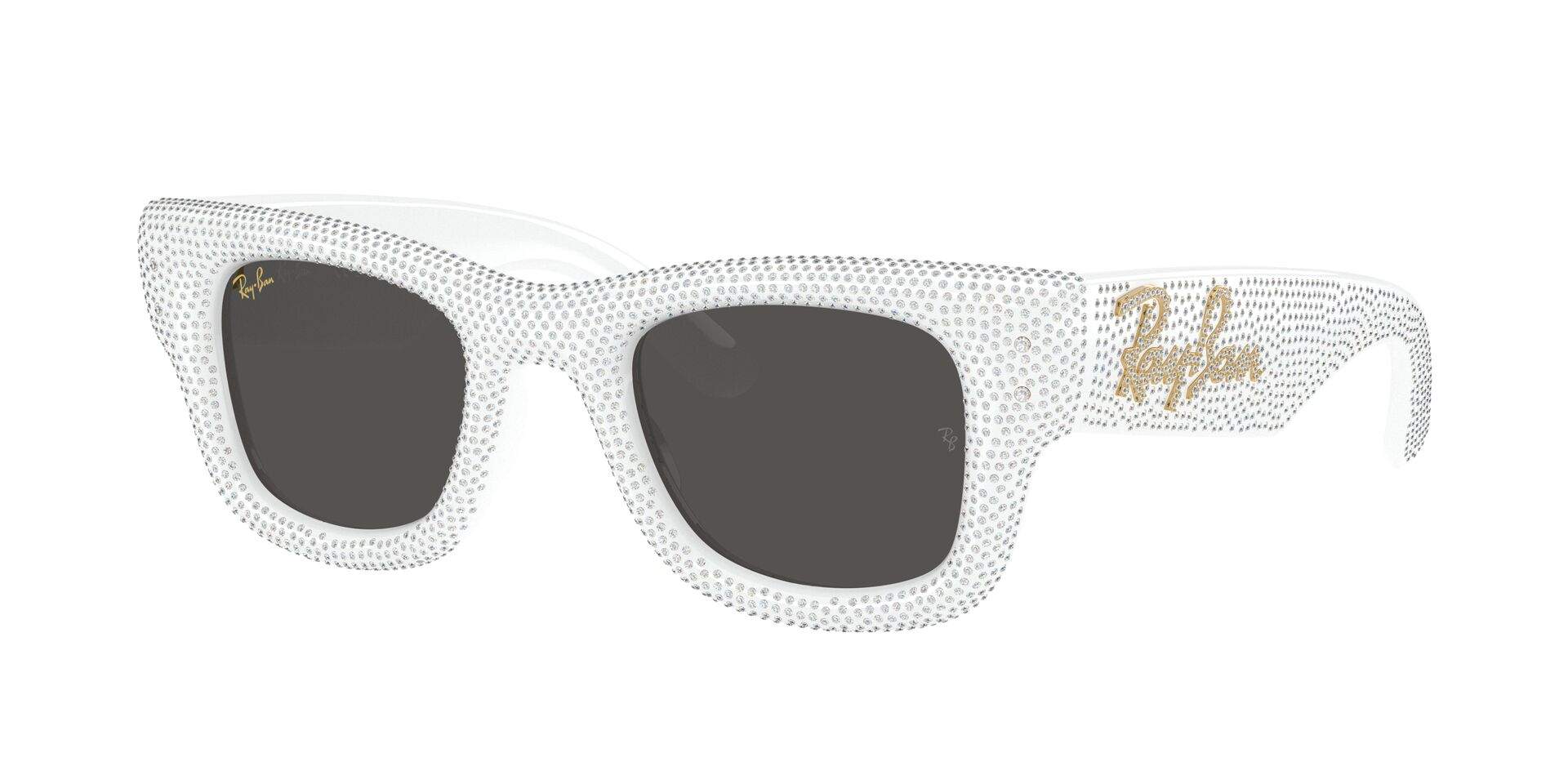 Ray-Ban Wayfarer Puffer ASAP Rocky RB4940BP 6866/87 — weiße Fassung mit Strass, Show-inspirierter Stil